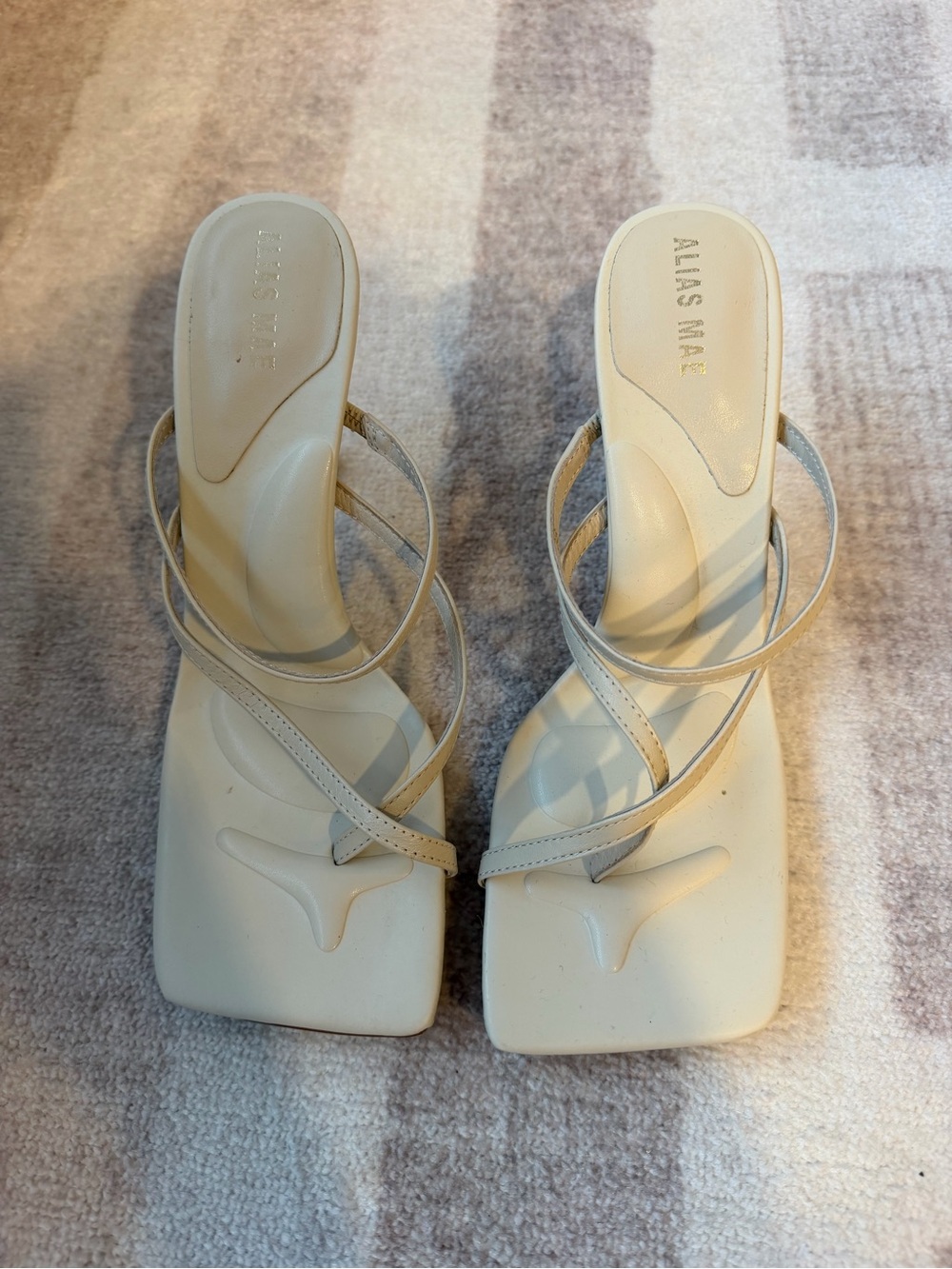 Alias Mae Cream Strappy Square-Toe Heels